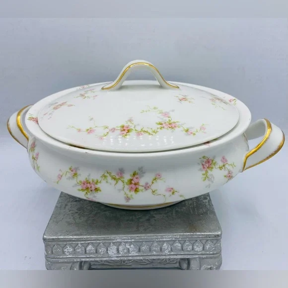 Antique Theodore Haviland Limoges France Porcelain Lidded Serving Tureen Bowl - Picture 9 of 9